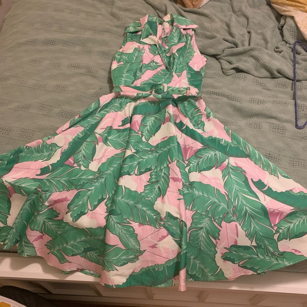 Pinup Girl Clothing Edie Dress 👗 in Palm Print